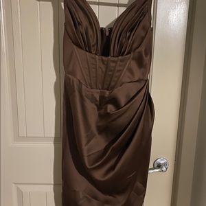 House of CB - Chocolate Satin Corset Dress (Size Medium, Cup Size A-C)